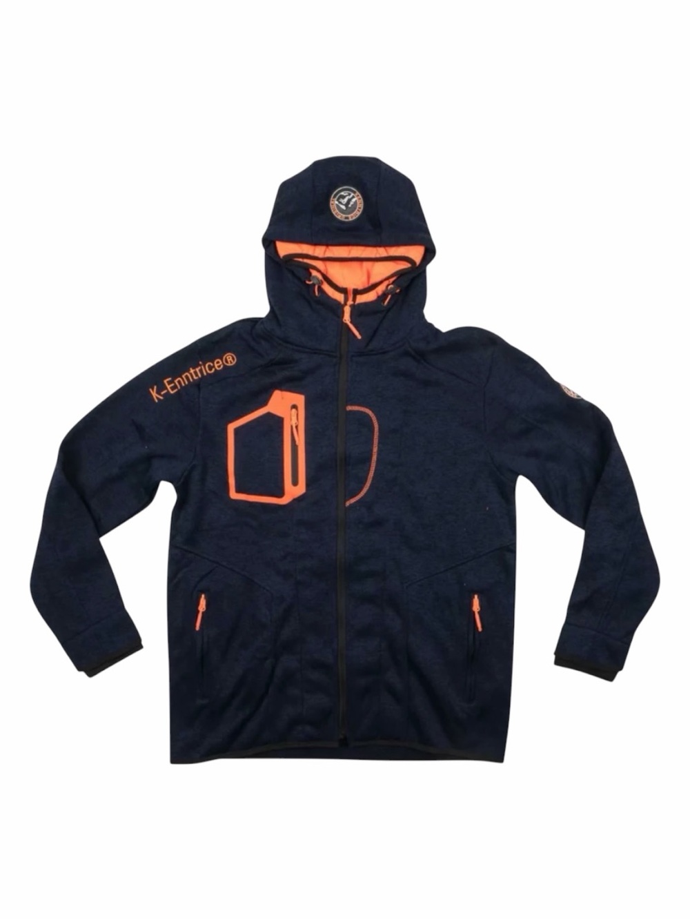 Kenntrice Softshell Mountaineer Navy Blue Orange Hooded Jacket - New - Men’s M